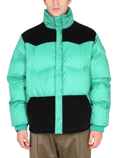 Shop Marni Color-block Down Jacket In Green