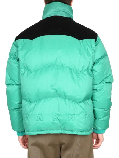 Shop Marni Color-block Down Jacket In Green