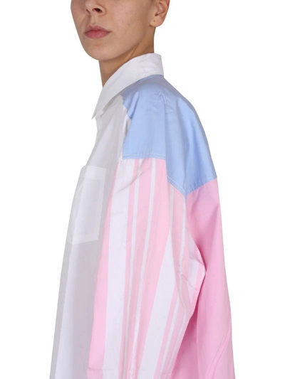Shop Maison Kitsuné Colorblock Shirt Dress In Multicolor