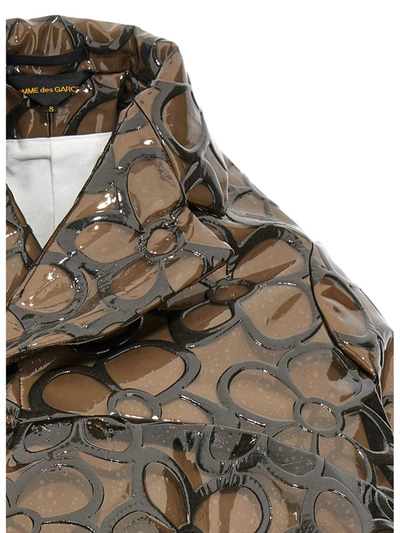 Comme Des Garçons Floral Pvc Cropped Jacket In Gray