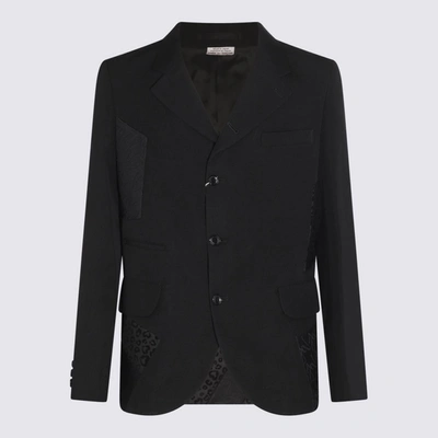 Shop Comme Des Garçons Homme Deux Comme Des Garçons Homme Plus Black Wool And Linen Blazer In Black X Black