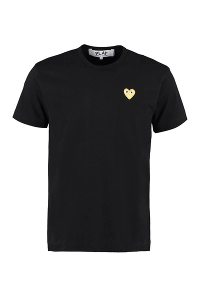 Shop Comme Des Garçons Play Cotton Crew-neck T-shirt In Black