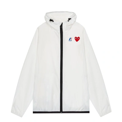 Shop Comme Des Garçons Play K-way Zip Jacket White In Bianco