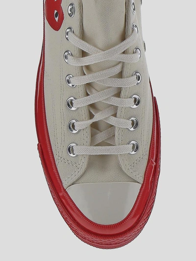Shop Comme Des Garçons Play Sneakers In <p> White Sneakers With Red Sole