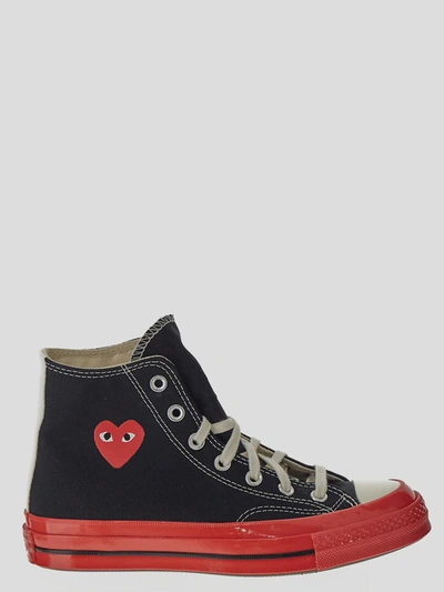 Shop Comme Des Garçons Play Comme Des Garcons Play Sneakers In <p> Black Sneakers With Red Sole