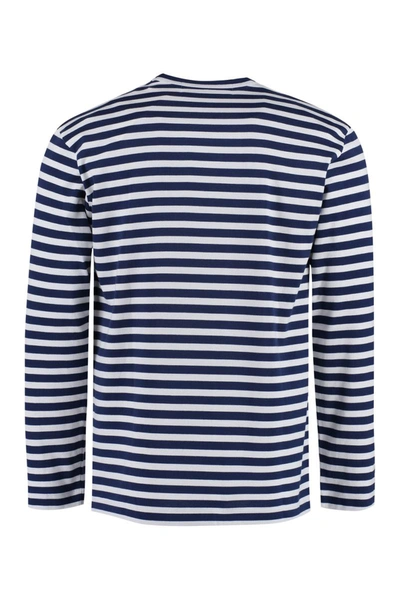 Shop Comme Des Garçons Play Striped Cotton T-shirt In Multicolor