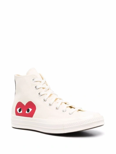 Shop Comme Des Garçons Play X Converse Red Heart Chuck Taylor '70 High Sneakers In Beige