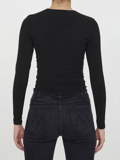 Alexander Wang Crewneck Cut Out Top In Compact Viscose In Schwarz