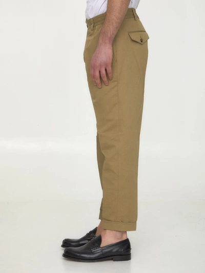 Shop Pt Torino Cotton And Linen Trousers In Beige