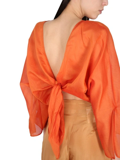 Shop Alberta Ferretti Cotton And Silk Shirt In Orange