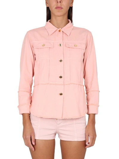 Tom Ford Cotton Denim Shirt Chest Pockets In Pink