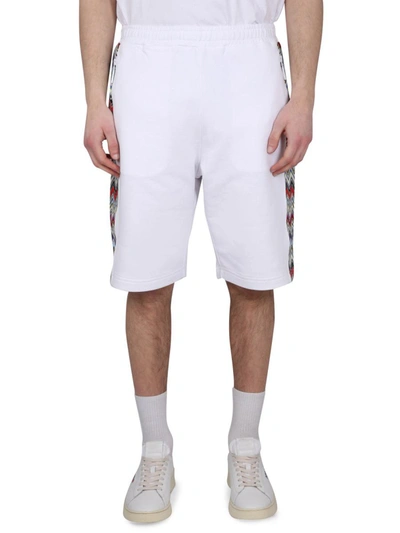Shop Missoni Sport Cotton Fleece Bermuda Shorts In White