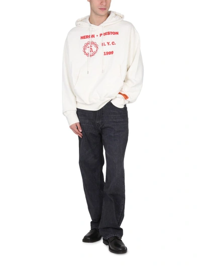 Shop Heron Preston Cotton Hoodie In White