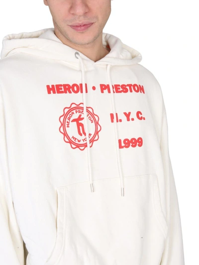 Shop Heron Preston Cotton Hoodie In White