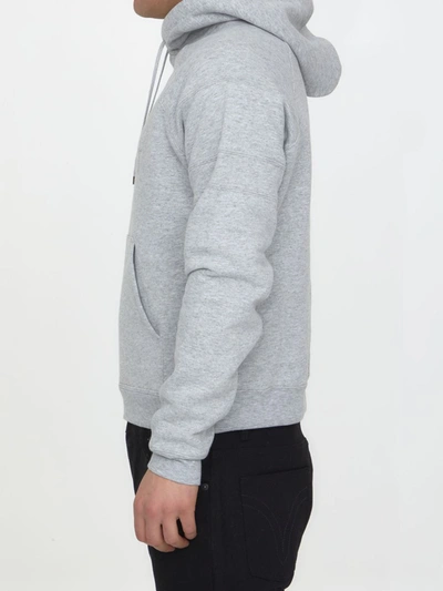 Shop Saint Laurent Cotton Hoodie With Logo In Grey