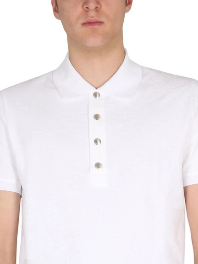 Shop Balmain Cotton Polo In White