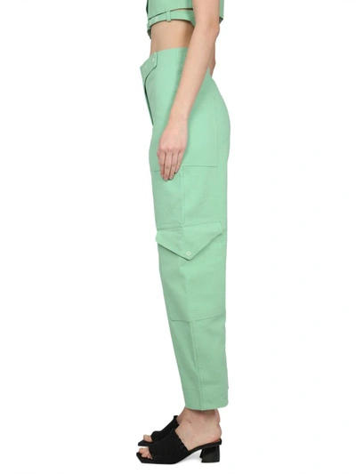 Shop Ganni Cotton Pants In Green