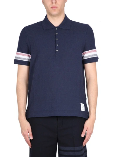 Shop Thom Browne Cotton Polo In Blue