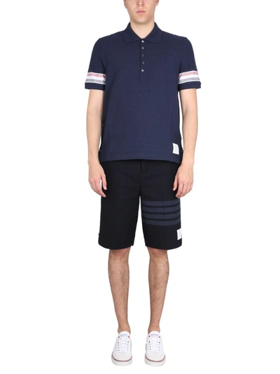 Shop Thom Browne Cotton Polo In Blue