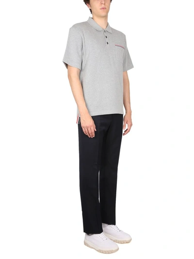 Shop Thom Browne Cotton Polo In Grey