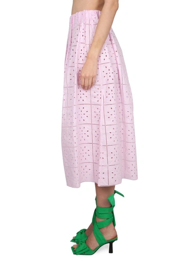 Shop Ganni Cotton Skirt In Pink