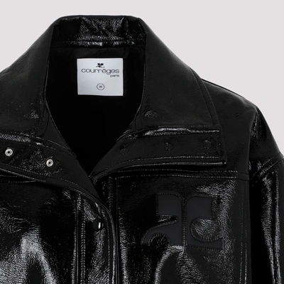 Shop Courrèges Iconic Oversized Vinyl Jacket In Black
