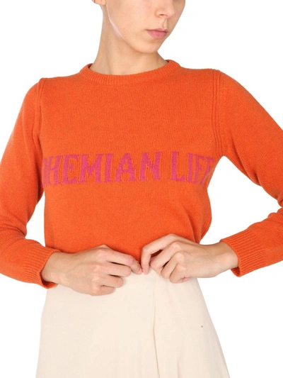 Shop Alberta Ferretti Crew Neck Sweater In Orange