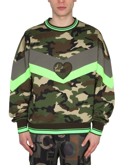 Dolce & Gabbana Logo-plaque Camouflage-print Sweatshirt In Multicolor