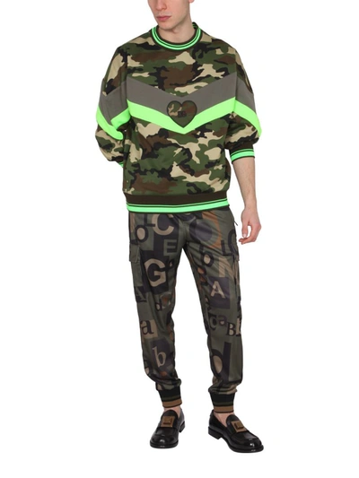 Dolce & Gabbana Logo-plaque Camouflage-print Sweatshirt In Multicolor