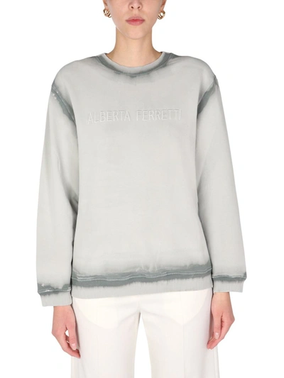 Shop Alberta Ferretti Crew Neck Sweatshirt In Beige