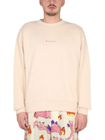 Shop Marni Crewneck Sweatshirt In Ivory