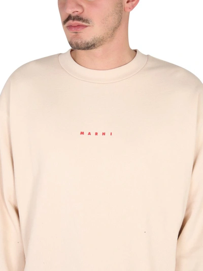 Shop Marni Crewneck Sweatshirt In Ivory