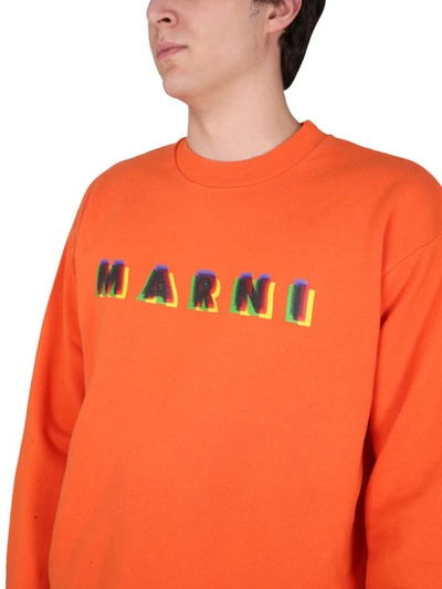 Shop Marni Crewneck Sweatshirt In Orange
