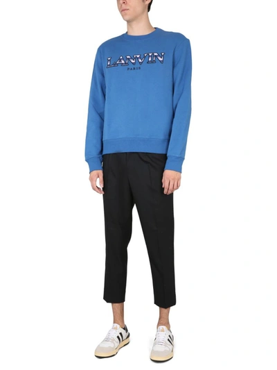Shop Lanvin Crewneck Sweatshirt "curb" In Blue