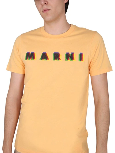 Shop Marni Crewneck T-shirt In Orange