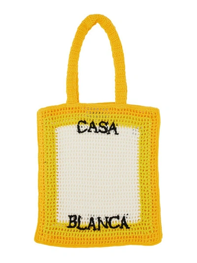 Shop Casablanca Crochet Bag In Yellow