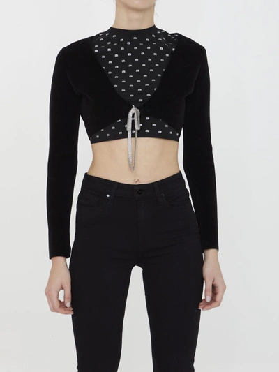 Shop Alexander Wang Cropped Cardigan In Cotton In Black