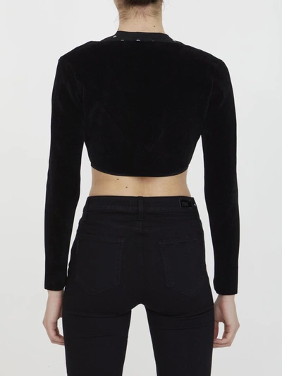 Shop Alexander Wang Cropped Cardigan In Cotton In Black