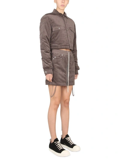 Rick Owens Drkshdw Cropped Corduroy Jacket With Chest Pockets In Dove