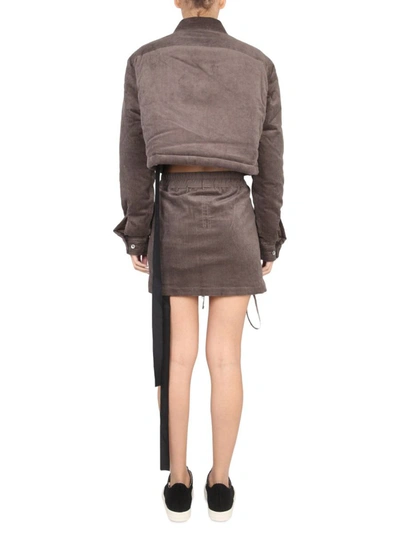 Rick Owens Drkshdw Cropped Corduroy Jacket With Chest Pockets In Dove
