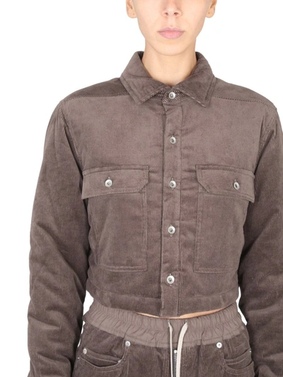 Rick Owens Drkshdw Cropped Corduroy Jacket With Chest Pockets In Dove
