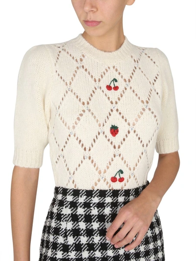 Shop Alessandra Rich Cropped Shirt In Ivory