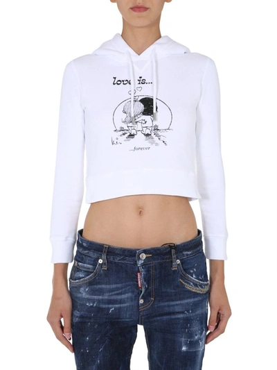 Shop Dsquared2 Cropped Sweatshirt In White