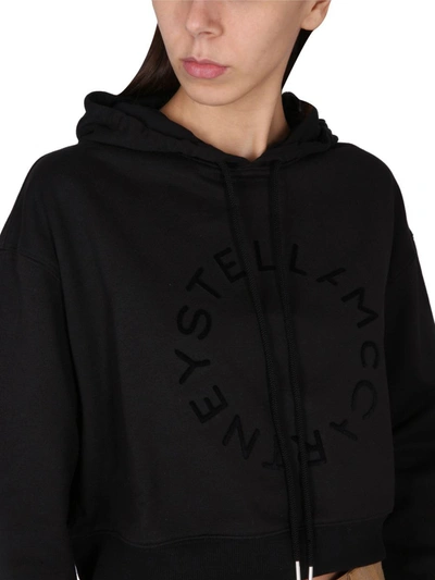 Shop Stella Mccartney Cropped Sweatshirt With Logo In Black