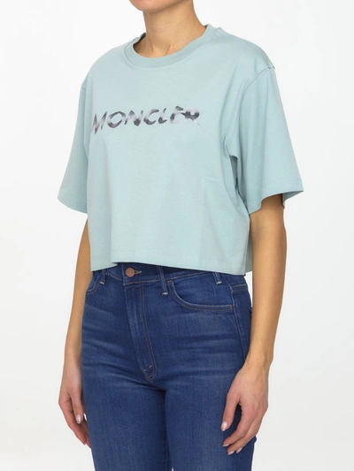 Shop Moncler Cropped T-shirt With Logo In Green