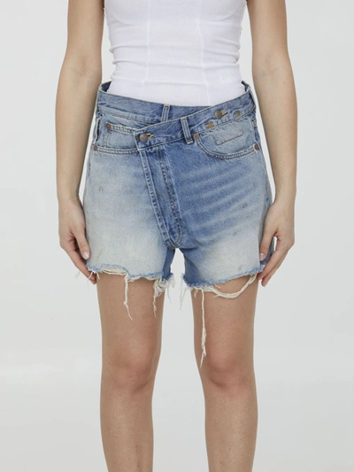 Shop R13 Cross-over Shorts In Light Blue