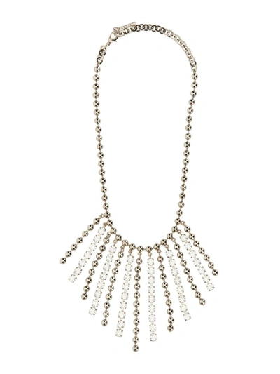 Shop Alessandra Rich Crystal And Chain Necklace With Bangs In Silver