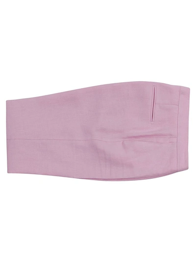 Tagliatore Cotton And Linen Blend Suit With Peak Lapels In Pink
