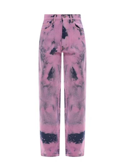 Darkpark Denim Trouser With Bleached Effect In Pink