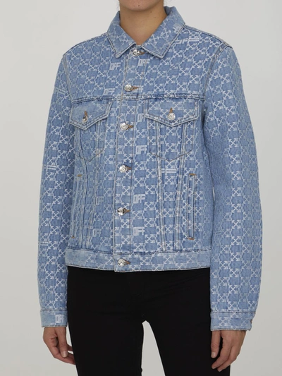 Shop Off-white Denim Jacket With Logo In Blue